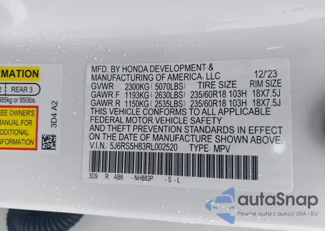 2024 Honda Cr-V Hybrid Sport-L из США, поврежденный, VIN 5J6RS5H83RL002520
